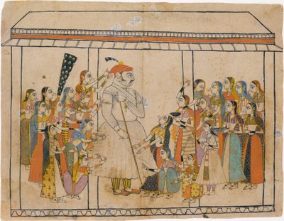 المهراجا راج سينج يعشق من قبل سيداته ، كاليفورنيا. 1710-20. بواسطة غير معروف