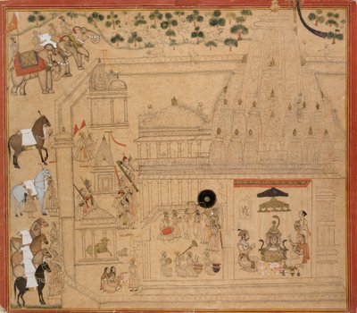 Maharana Amar Singh of Mewar في معبد Eklingji ، c1705 بواسطة غير معروف