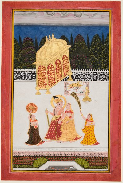 ماهارانا آري سينغ ج. 1761-1773 وقريبته على الشرفة ، ج. 1761. بواسطة غير معروف