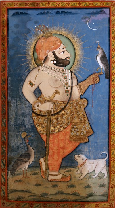 ماهارانا بهيم سينغ مع صقر ، 1805-1810 بواسطة غير معروف