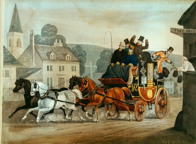 حافلة البريد على طريق باث إلى لندن ، c1840 بواسطة غير معروف