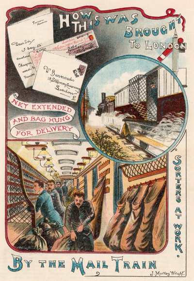 قطار بريد يحمل رسائل إلى لندن من بلدات ومدن في بريطانيا ، c1900 بواسطة غير معروف