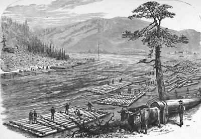 تشكل الطوافات على نهر سسكويهانا. مشهد على خط سكة حديد إيري ، 1883 بواسطة غير معروف
