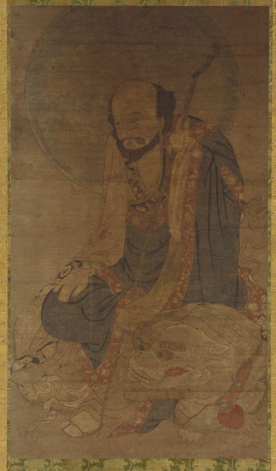 مانجوسري وأسده ، سلالة مينغ ، 1368-1644. بواسطة غير معروف