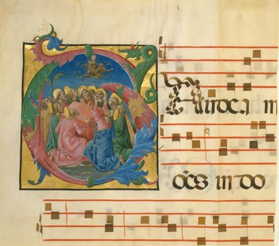 زخرفة مخطوطة مع افتراض العذراء في أول حرف G ... ، إيطالي ، 1450-60. بواسطة غير معروف