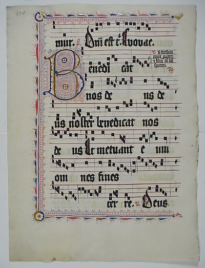 ورقة مخطوطة تحمل الحرف الأول ب ، من Antiphonary ، ألماني ، الربع الثاني من القرن الخامس عشر. بواسطة غير معروف