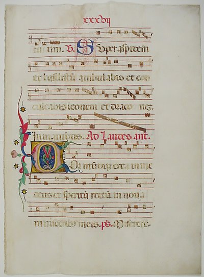 ورقة مخطوطة تحمل الحرف الأول C ، من Antiphonary ، الإيطالي ، القرن الخامس عشر. بواسطة غير معروف
