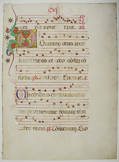 ورقة مخطوطة تحمل الحرف الأول D ، من Antiphonary ، الإيطالي ، القرن الخامس عشر. بواسطة غير معروف