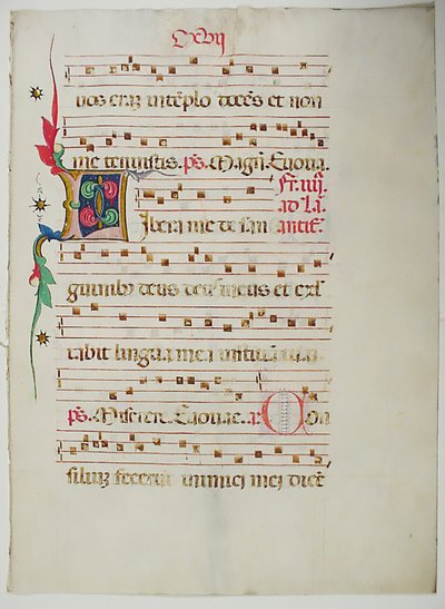 ورقة مخطوطة تحمل الحرف الأول L ، من Antiphonary ، الإيطالي ، القرن الخامس عشر. بواسطة غير معروف