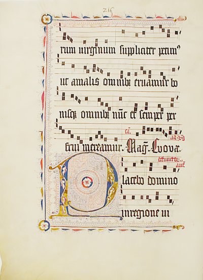 ورقة مخطوطة عليها الحرف الأول P ، من Antiphonary ، ألماني ، الربع الثاني من القرن الخامس عشر. بواسطة غير معروف