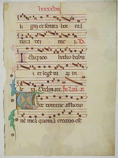 ورقة مخطوطة تحمل الحرف الأول من الحرف V ، من Antiphonary ، الإيطالي ، القرن الخامس عشر. بواسطة غير معروف