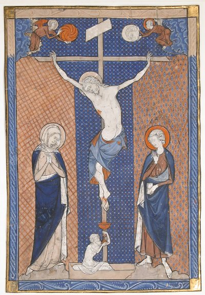 ورقة مخطوطة بالصليب ، من كتاب مقدس ، كاليفورنيا. 1270-80. بواسطة غير معروف