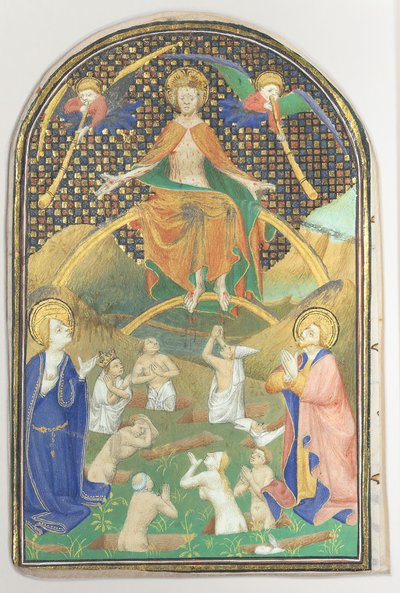 ورقة مخطوطة مع الحكم الأخير ، من كتاب ساعات ، كاليفورنيا. 1400. بواسطة غير معروف