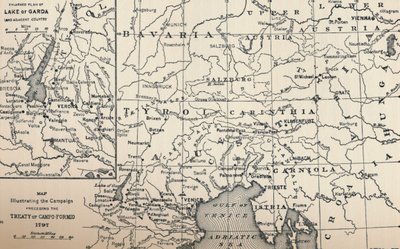 خريطة توضح الحملة السابقة لمعاهدة كامبو فورميو ، 1797 ، 1896 بواسطة غير معروف