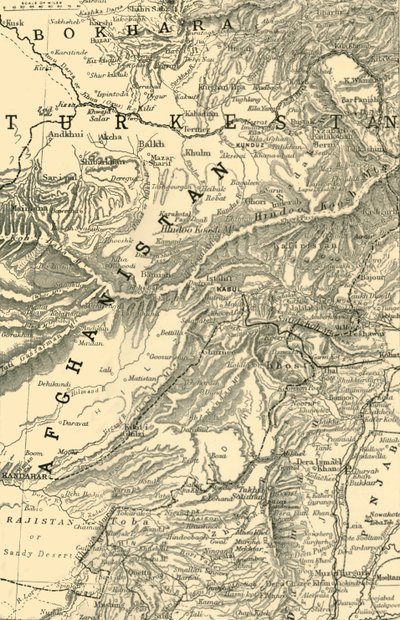 خريطة تشير إلى طريق الجنرال روبرتس إلى كابول ... والحدود البريطانية والروسية ، 1901. بواسطة غير معروف