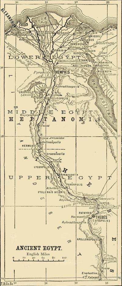 خريطة مصر القديمة ، 1890. بواسطة غير معروف