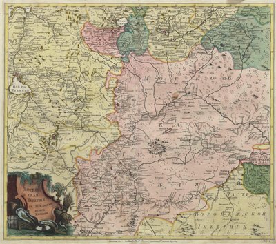خريطة محافظة موسكو وأجزاء من أقرب المحافظات ، 1745 بواسطة غير معروف