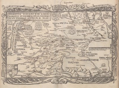 خريطة روسيا من: التعليق .. Moscoviticarum ، 1556 بواسطة غير معروف
