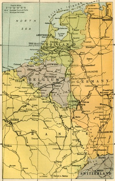 خريطة الحدود البلجيكية مع الحصون ، 1919. بواسطة غير معروف