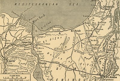 خريطة الهجوم التركي على قناة السويس ، مصر ، الحرب العالمية الأولى ، 1915 م ، 1920 م. بواسطة غير معروف