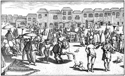 سوق في غوا ، الهند ، 1599 بواسطة غير معروف