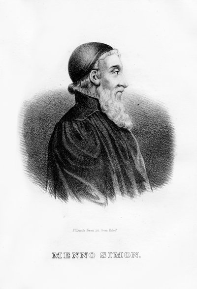 مينو سيمونز ، زعيم ديني أنابابيتي هولندي ، 1854 بواسطة غير معروف