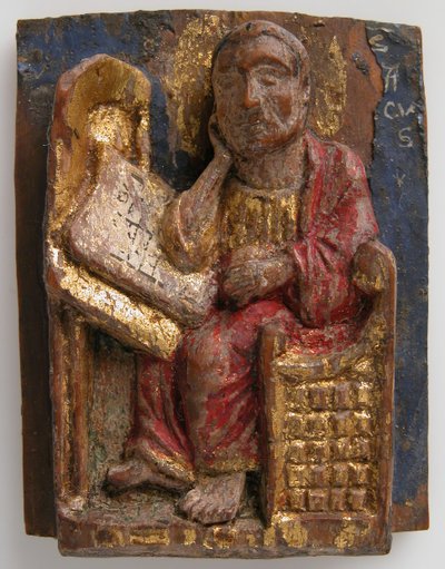 إغاثة مصغرة للقديس مرقس على طاولة كتابته ، كاليفورنيا. 1200-1225. بواسطة غير معروف