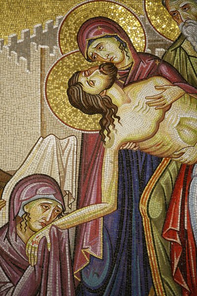 فسيفساء موت المسيح في كنيسة القيامة ، القدس ، إسرائيل بواسطة غير معروف