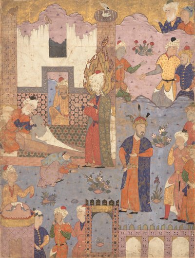 يحيي محمد الصبي المريض ، ورقة من كتاب فالنما لأطوار جعفر الصادق ، ١٥٥٠ م. بواسطة غير معروف