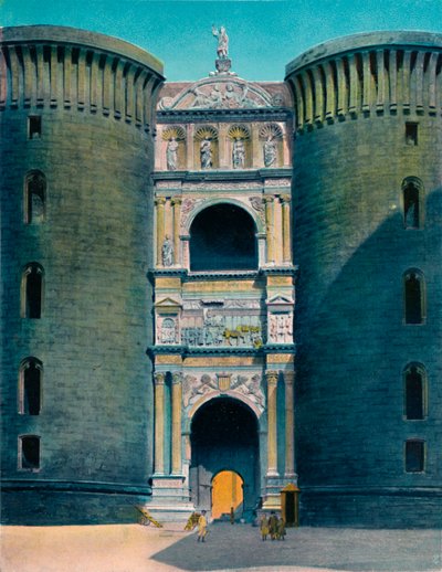 نابولي - Castel Nuovo ، Arco DAragona ، c1900. بواسطة غير معروف