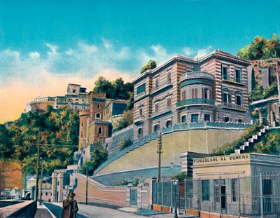 نابولي - Corso Vittorio Emanuele ، Hotel Bertolini و Vomero Funicular ، c1900. بواسطة غير معروف