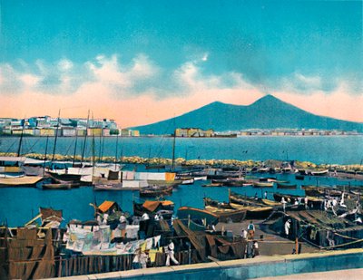 نابولي - Mergellina Con Vesuvio ، Mergellina With Vesuvius ، c1900. بواسطة غير معروف