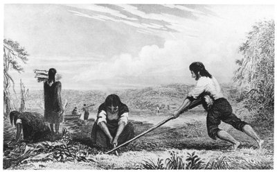 مواطنو تشيلوي ، باتاغونيا ، باستخدام محراث الثدي ، 1839 بواسطة غير معروف