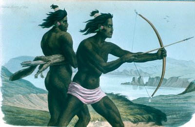 هنود أمريكا الشمالية في سان فرانسيسكو يصطادون بالأقواس والسهام ، c1840 بواسطة غير معروف