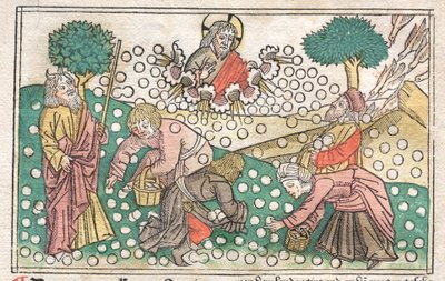 نورمبرغ الكتاب المقدس: مانا السقوط من السماء ، 1400. بواسطة غير معروف