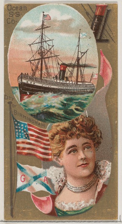 شركة Ocean Steamship Company ، من سلسلة Ocean and River Steamers N83 للعلامة التجارية Duke cig ... ، 1887. بواسطة غير معروف