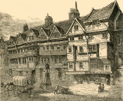 منازل قديمة في هولبورن بالقرب من ميدل رو ، c1872. بواسطة غير معروف