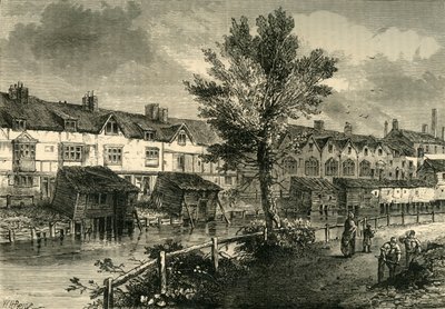 المنازل القديمة في شارع لندن ، دوكهيد ، حوالي عام 1810 ، c1878. بواسطة غير معروف