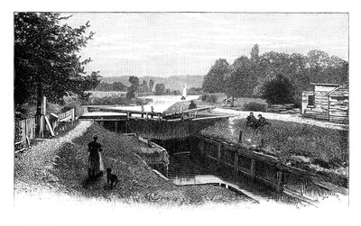 Old Windsor Lock ، River Thames ، Berkshire ، c1888 بواسطة غير معروف