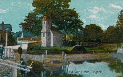 قفص قديم وبركة ، Lingfield ، Surrey ، c1905 بواسطة غير معروف