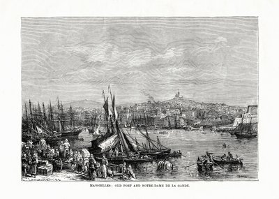 الميناء القديم ونوتردام دي لا غارد ، مرسيليا ، فرنسا ، 1879 بواسطة غير معروف
