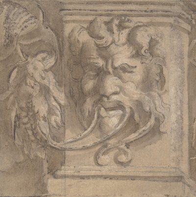 تصميم تزييني بقناع عتيق الطراز ، 1550-1600. بواسطة غير معروف