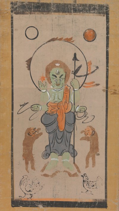 Otsu-e of Shomen Kongoyasha Vajrayaksha ، القرن السابع عشر. بواسطة غير معروف