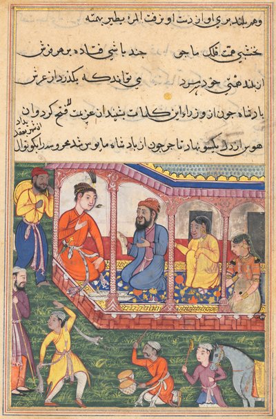 صفحة من حكايات الببغاء توتي ناما: الليلة السادسة والثلاثون: زواج المحروسة ... ، ج. 1560. بواسطة غير معروف