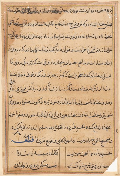 صفحة من حكايات ببغاء توتي ناما: صفحة نصية ، ج. 1560. بواسطة غير معروف