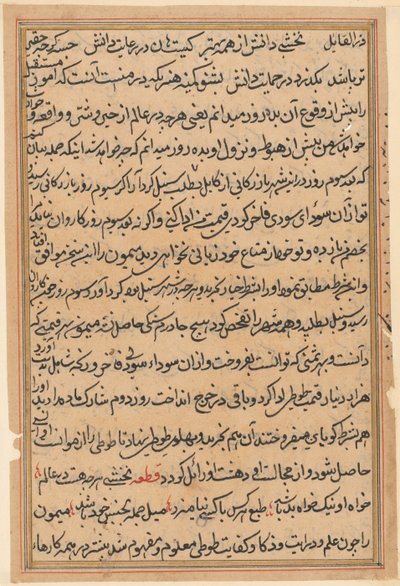 صفحة من حكايات ببغاء توتي ناما: صفحة نصية ، ج. 1560. بواسطة غير معروف