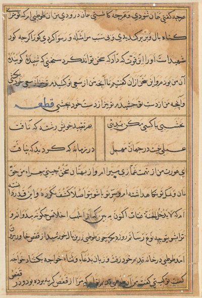 صفحة من حكايات ببغاء توتي ناما: صفحة نصية ، ج. 1560. بواسطة غير معروف