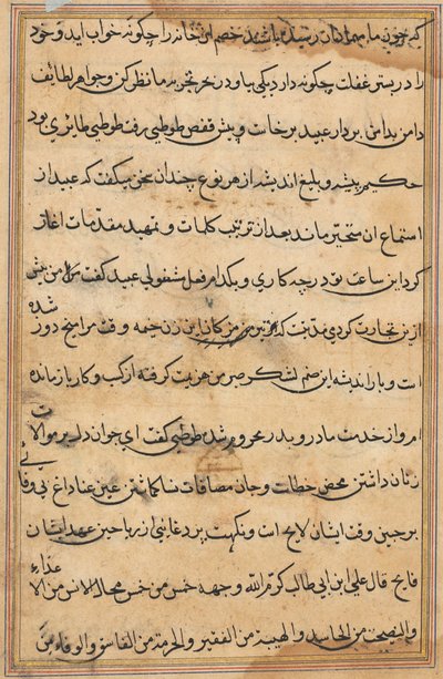 صفحة من حكايات ببغاء توتي ناما: صفحة نصية ، ج. 1560. بواسطة غير معروف