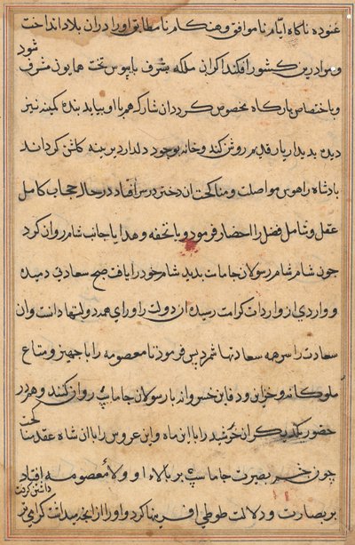 صفحة من حكايات ببغاء توتي ناما: صفحة نصية ، ج. 1560. بواسطة غير معروف