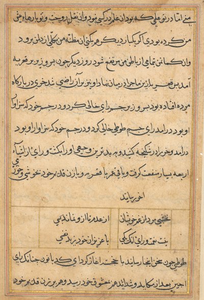 صفحة من حكايات ببغاء توتي ناما: صفحة نصية ، ج. 1560. بواسطة غير معروف